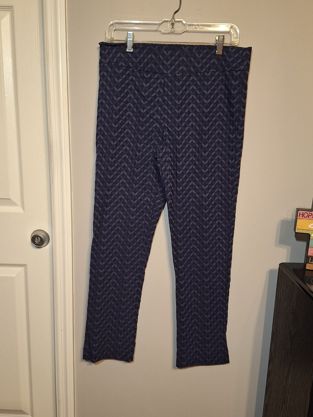 Erica Taylor Jacquard Chevron Patterered Navy Pull-On Leggings